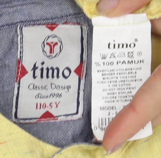 Timo Boys Yellow Button-Up Shirt, Size 11, Cotton, Long Sleeve