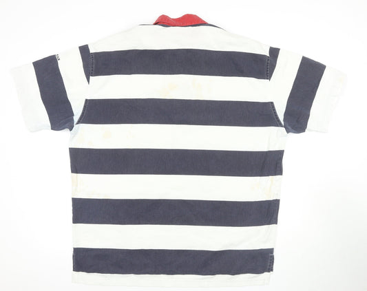 North Sails Men’s White Striped Polo - Size L