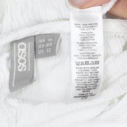 Womens UK Size 12 ASOS White Tunic Blouse
