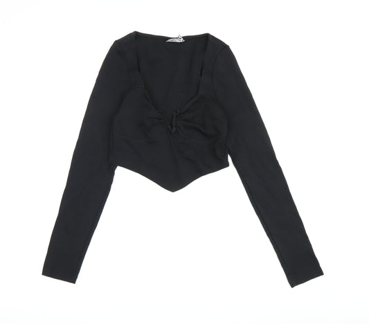 Womens UK Size 10 ASOS Design Black Cropped T-Shirt