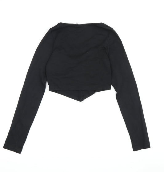 Womens UK Size 10 ASOS Design Black Cropped T-Shirt