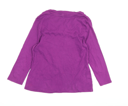 Laura Ashley Women's Purple Long Sleeve Basic T-Shirt Size 16