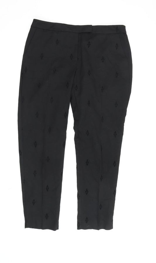 Womens UK Size 12 Warehouse Regular Fit Cropped Black Trousers