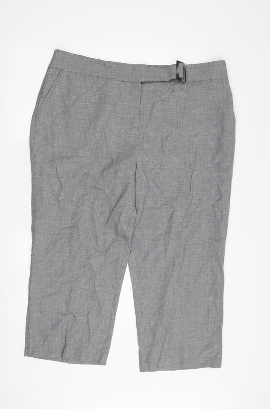 Womens UK Size 18 Per Una Regular Fit Cropped Grey Trousers