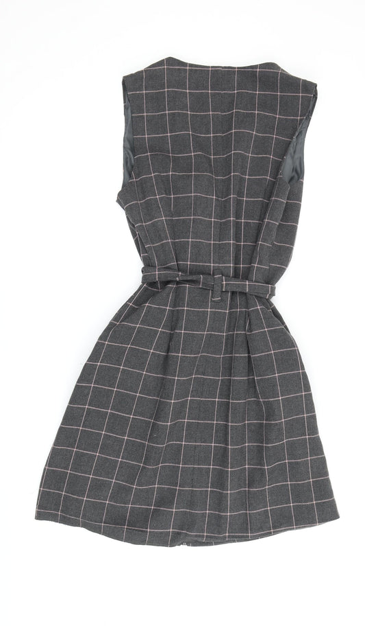 Oasis Women's Grey Check Pinafore Dress Size 10