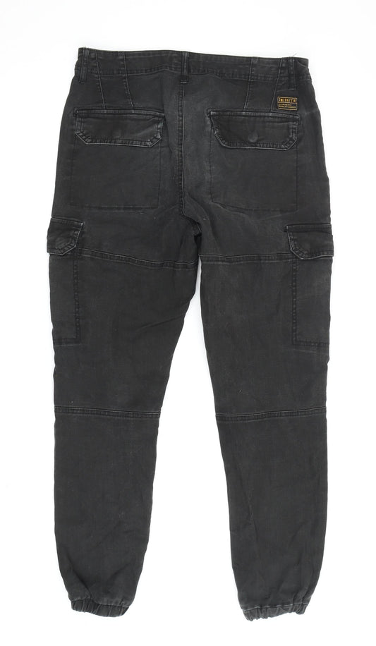 Topman Men's Black Cargo Trousers - Size 30 Regular Fit