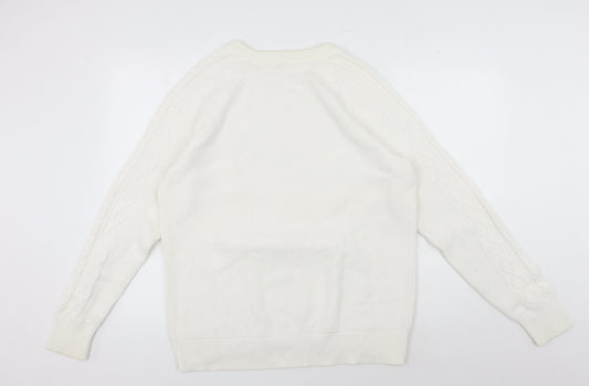 GAP Women's White Cable-Knit Pullover Jumper XL