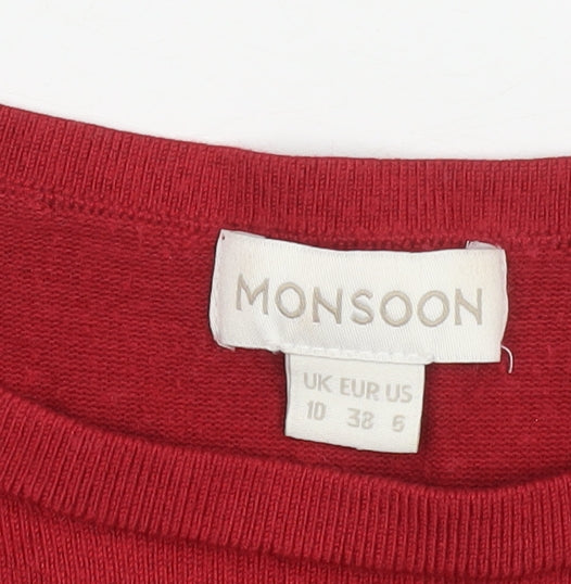 Womens UK Size 10 Monsoon Red Pullover Jumper