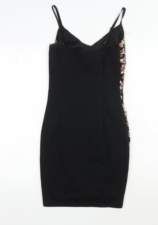 Quiz Women's Black Sequin Bodycon Dress Size 8 - Party Wear
