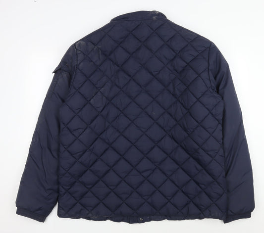 Mens UK Size 56 ERIC HATTON Blue Quilted Coat