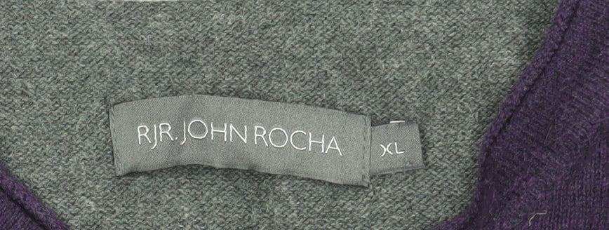 RJR John Rocha Men's XL Purple V-Neck Jumper
