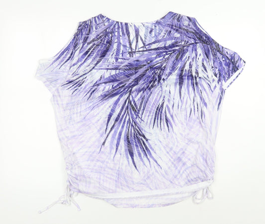 Roman Women's Purple Palm Print Tunic Blouse, Size 18