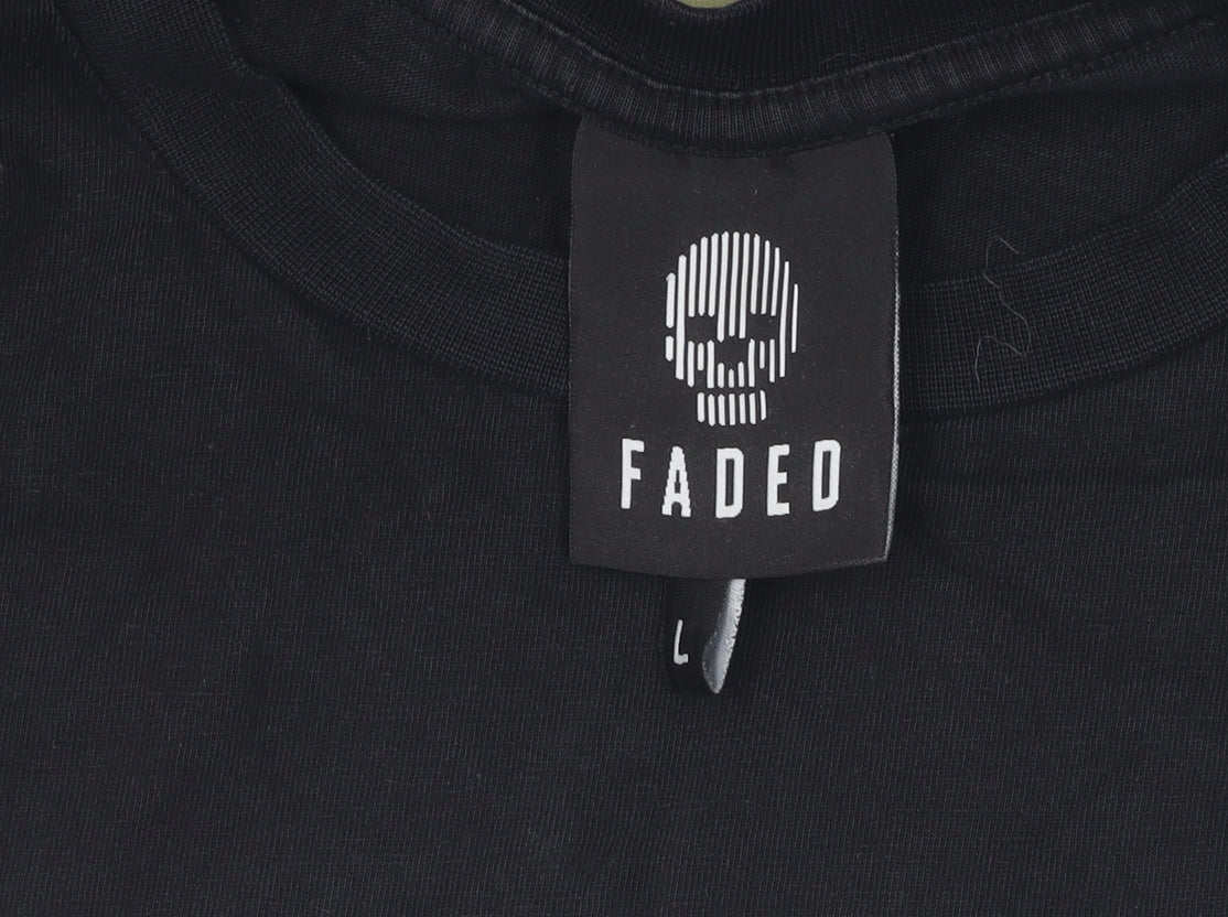 Faded Black Graphic T-Shirt for Men - Size L