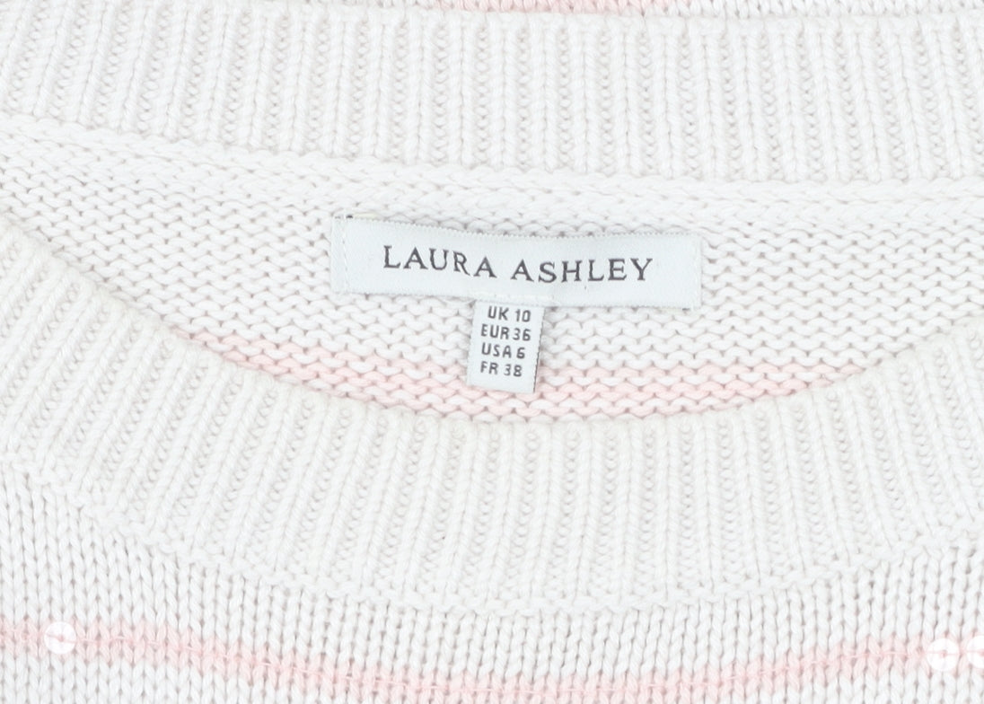 Womens UK Size 10 Laura Ashley White Pullover Jumper