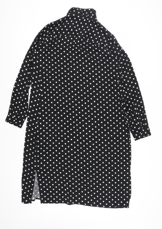 JoJo Maman Bébé Women's Black Polka Dot Shirt Dress Size 10