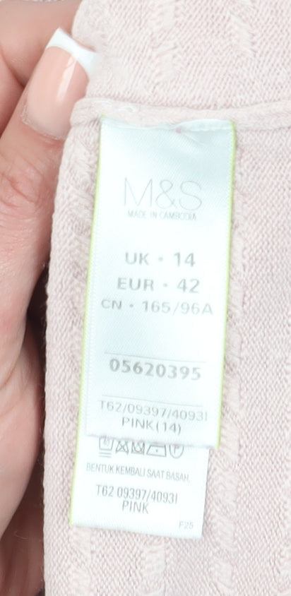 Womens UK Size 14 Marks and Spencer Pink Pullover Jumper