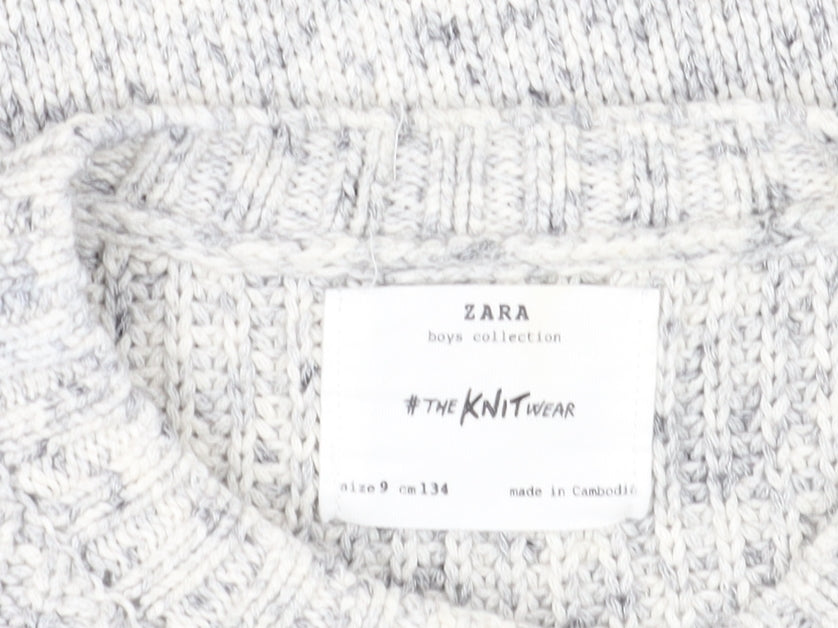 Zara Unisex Kids Grey Knit Jumper - Size 9 Years