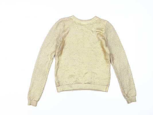 Womens UK Size XS H&M Gold Pullover Jumper