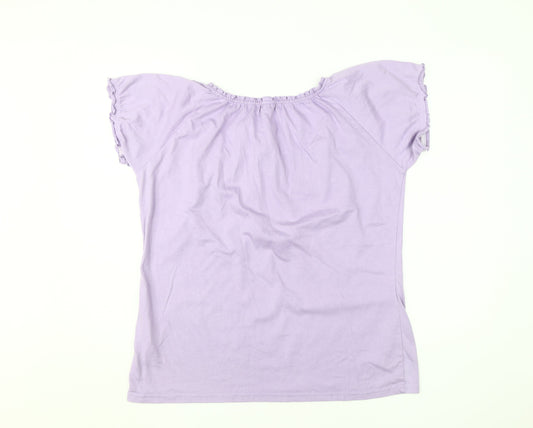 Damart Women's Purple T-Shirt, L, Flutter Sleeve