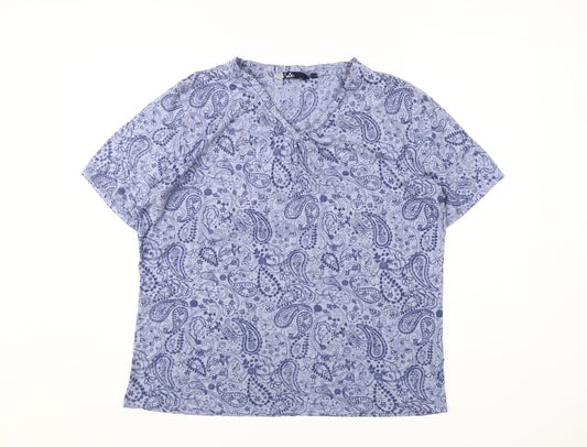 Womens UK Size L Isle Blue Basic T-Shirt