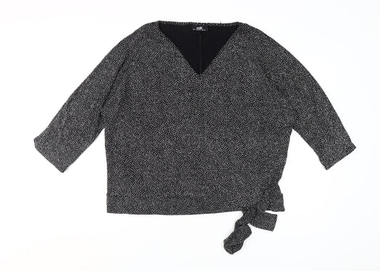 Womens UK Size L Wallis Black Wrap Blouse