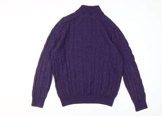 Crew Clothing Co Men's XL Purple Cable-Knit 1/2 Zip Jumper