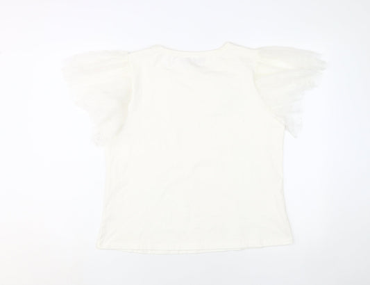 Coast Women's White Flutter Sleeve Lace T-Shirt Size 16