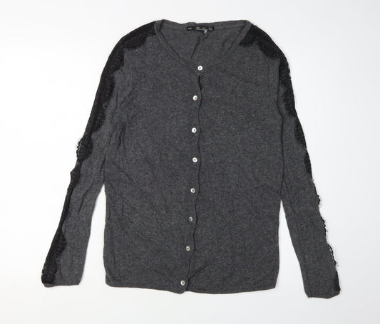 Womens UK Size 12 Zara Knit Grey Cardigan Jumper