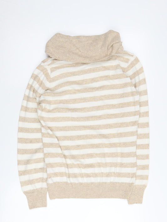 Austin Reed Women's Beige Stripe Cowl Neck Jumper - S