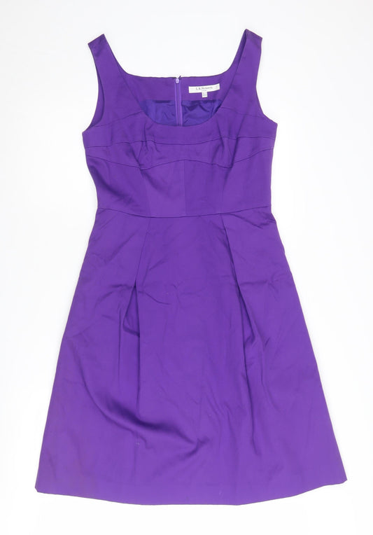 Additional front view of L.K. Bennett Women's Purple A-Line Dress, UK 10
