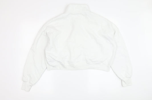 Hollister Women's White Full Zip Hoodie - Size S