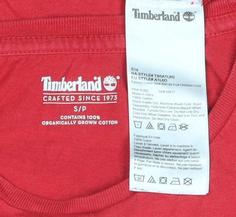 Timberland Men's Red Graphic Crew Neck T-Shirt S