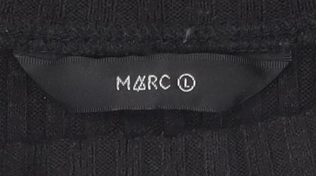Marc Women's Black Knit T-Shirt, Size L, Embroidered Floral