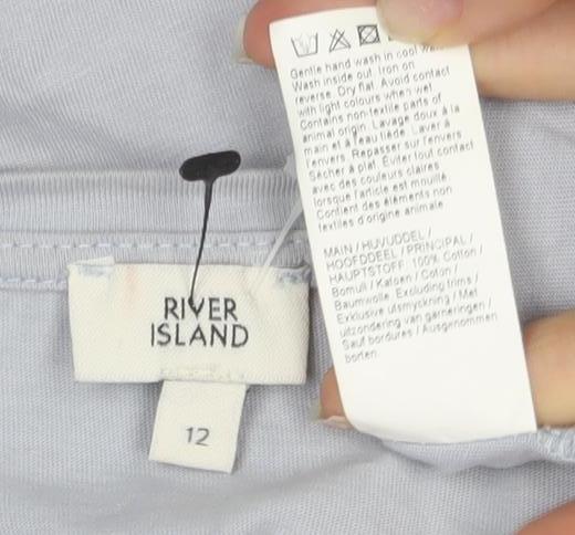 Womens UK Size 12 River Island Grey Basic T-Shirt