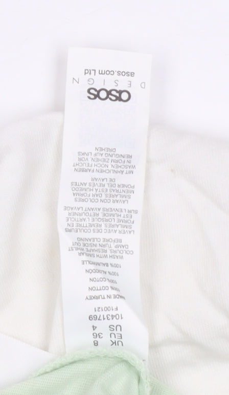 Close-up detail of ASOS Design Women's Green Polo Shirt, size 8