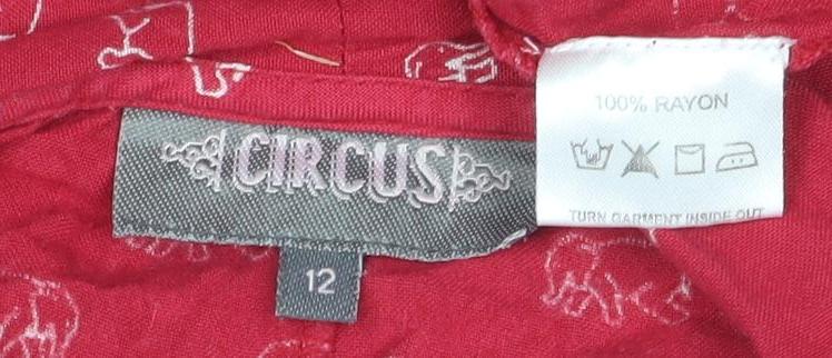 Circus Women's Red Animal Print Bow Top Size 12