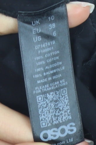 Close-up detail of ASOS Women's Black Peasant Skirt, size 10, Spring/Summer