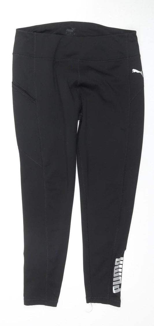 Womens UK Size L PUMA Athletic Fit Leggings Black Trousers