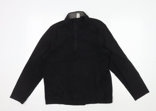 Additional front view of Decathlon Men's Black Basic Fleece Jacket 1/2 Zip L