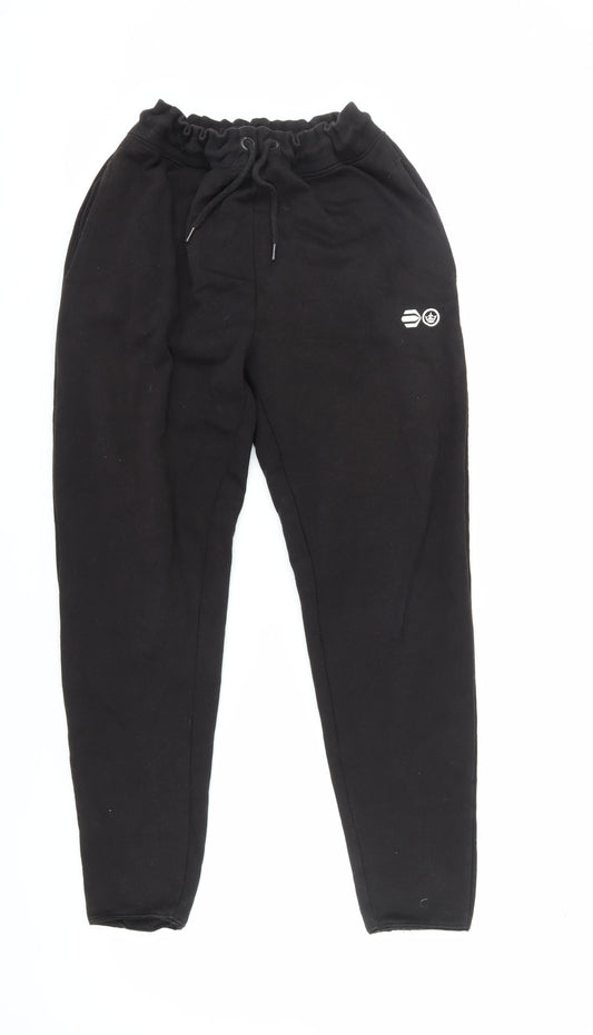 Mens UK Size M Crosshatch Relaxed Fit Jogger Black Trousers