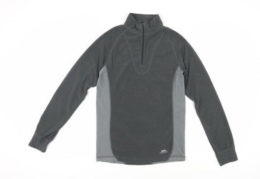Additional front view of Trespass unisex grey 1/4 zip fleece sweatshirt m