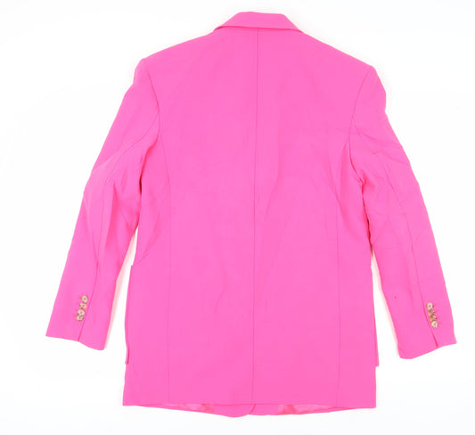 Zara Women's Pink Blazer, Size 8, Notch Lapel, Two-Button