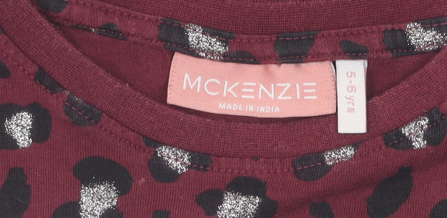 McKenzie Girls Red Cropped Animal Print T-Shirt 5-6 Years