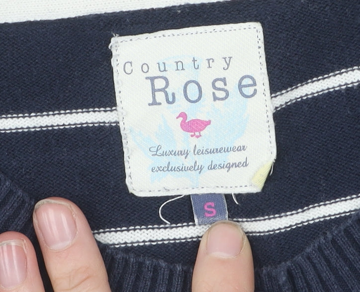 Womens UK Size S Country Rose Blue Cardigan Jumper