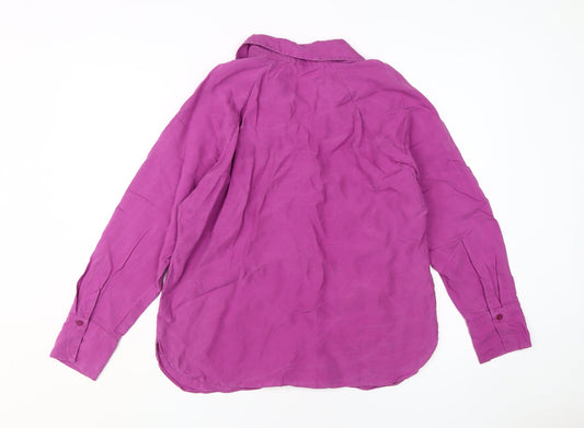 MNG Women's Purple Button-Up Long Sleeve Shirt