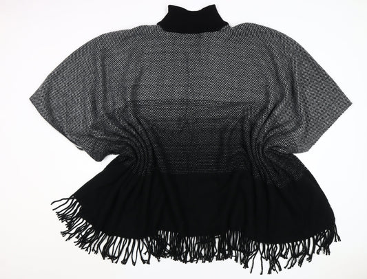 Womens UK Size One Size Apricot Black Cape Jumper