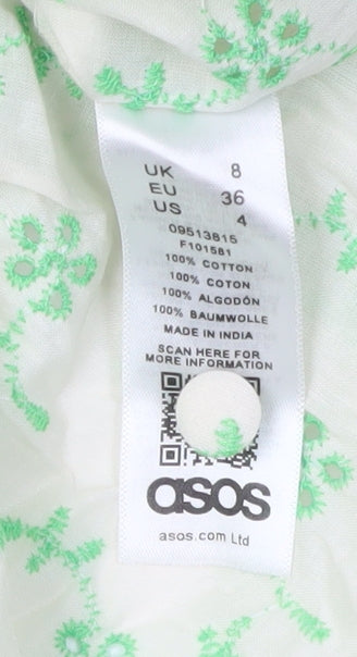 ASOS Women's White Floral Trapeze Dress Size 8