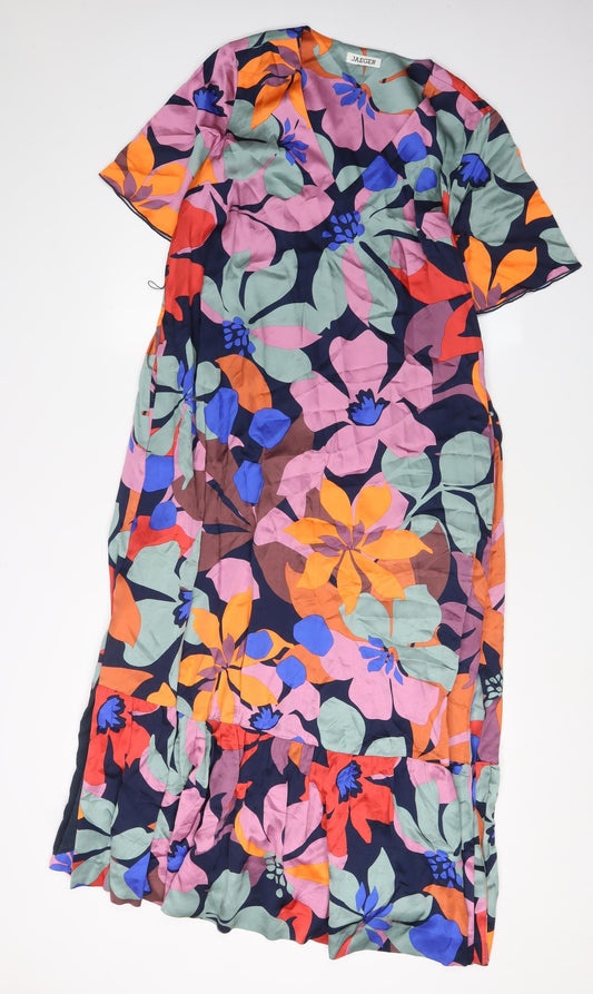 Additional front view of Jaeger Women’s Multicoloured A-Line Floral Dress, size UK 10