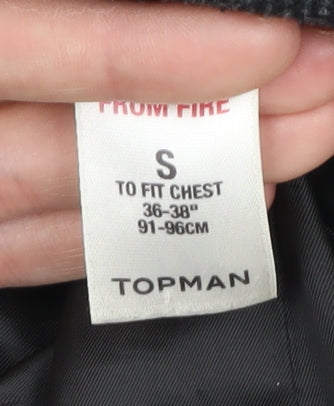 Mens UK Size S Topman Black Overcoat