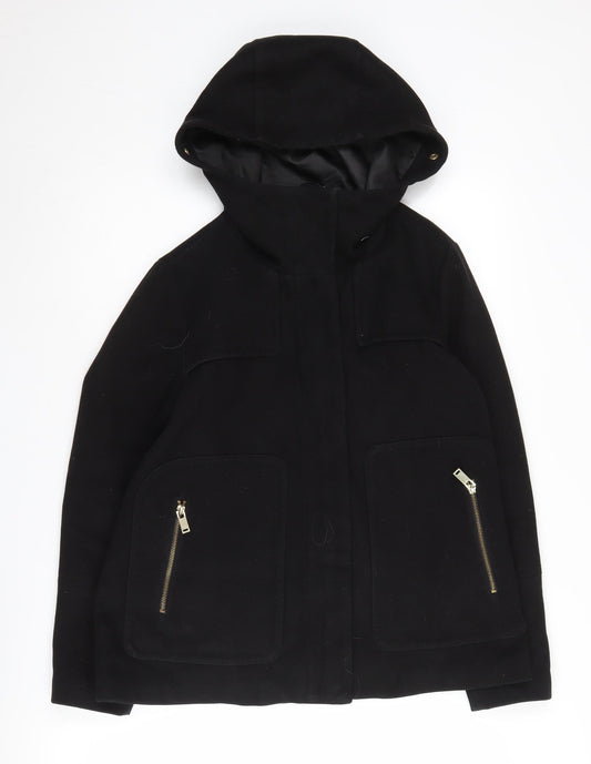 Zara Women's Black Wool Parka Jacket Size 12